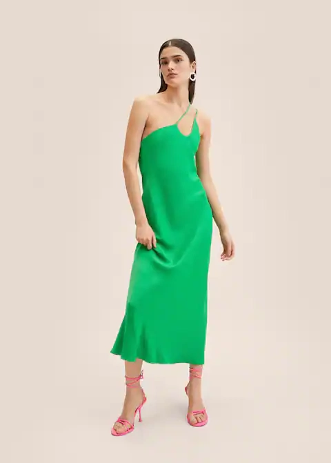 Asymmetrical Satin Dress, €59.99, Mango