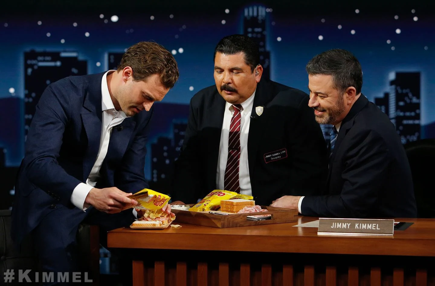 Jamie Dornan’s take on a Tayto sandwich involves ham and mayo and we have many, many questions