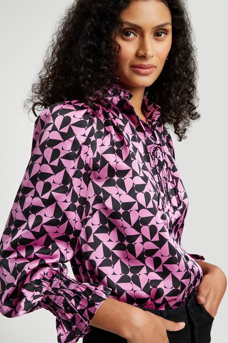 Geo Heart Tie Neck Satin Blouse, €33.75, Dorothy Perkins