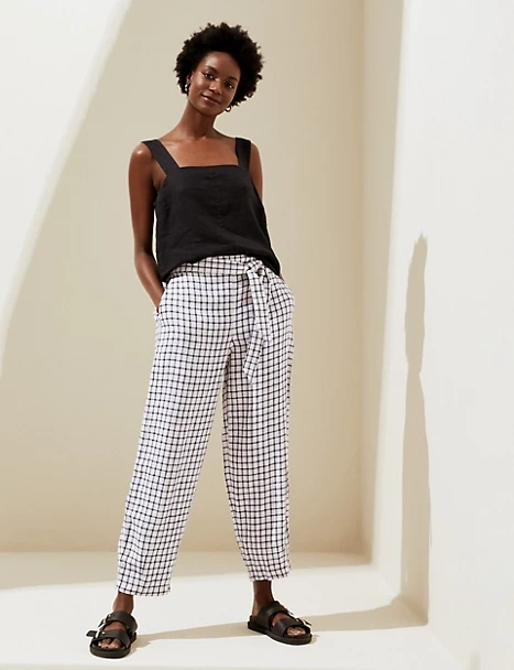 Pure Linen Belted Balloon Trousers, €42, M&S