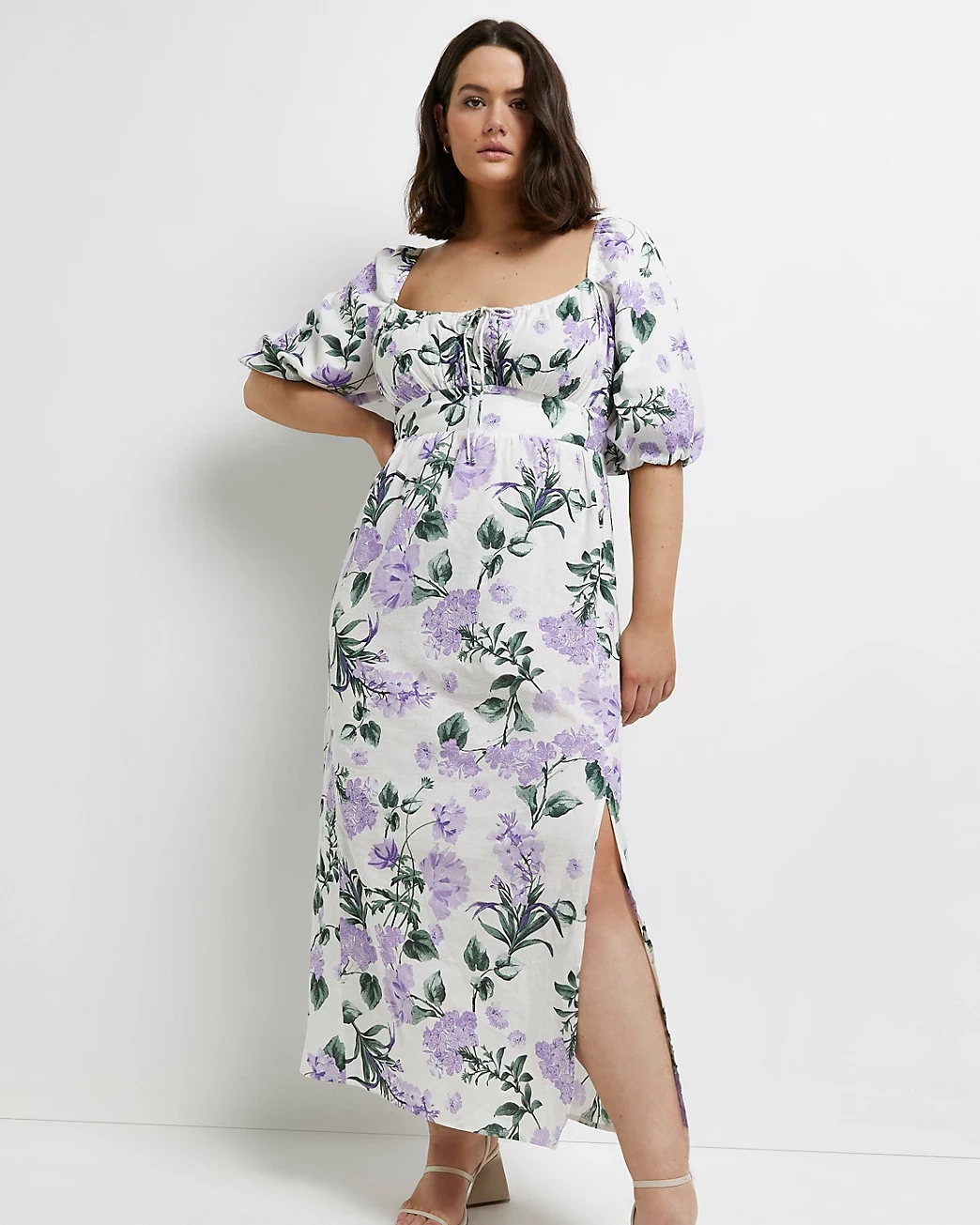 Plus Purple floral Smock Midi Dress, €50, River Island
