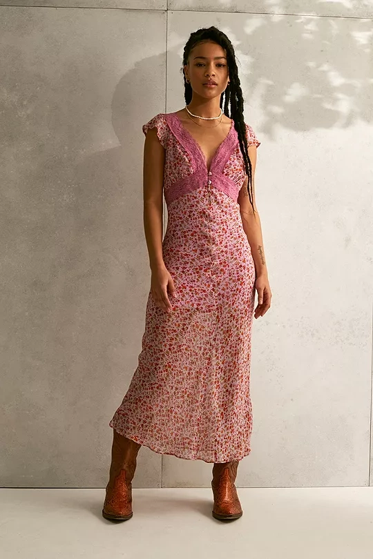 Nevaeh Pink Floral Slip Dress, €69, Urban Outfitters