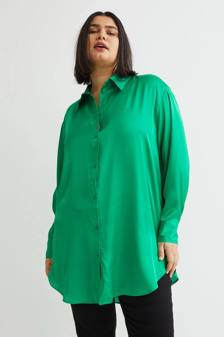 Satin Shirt Bright Green, €19.99, H&M+