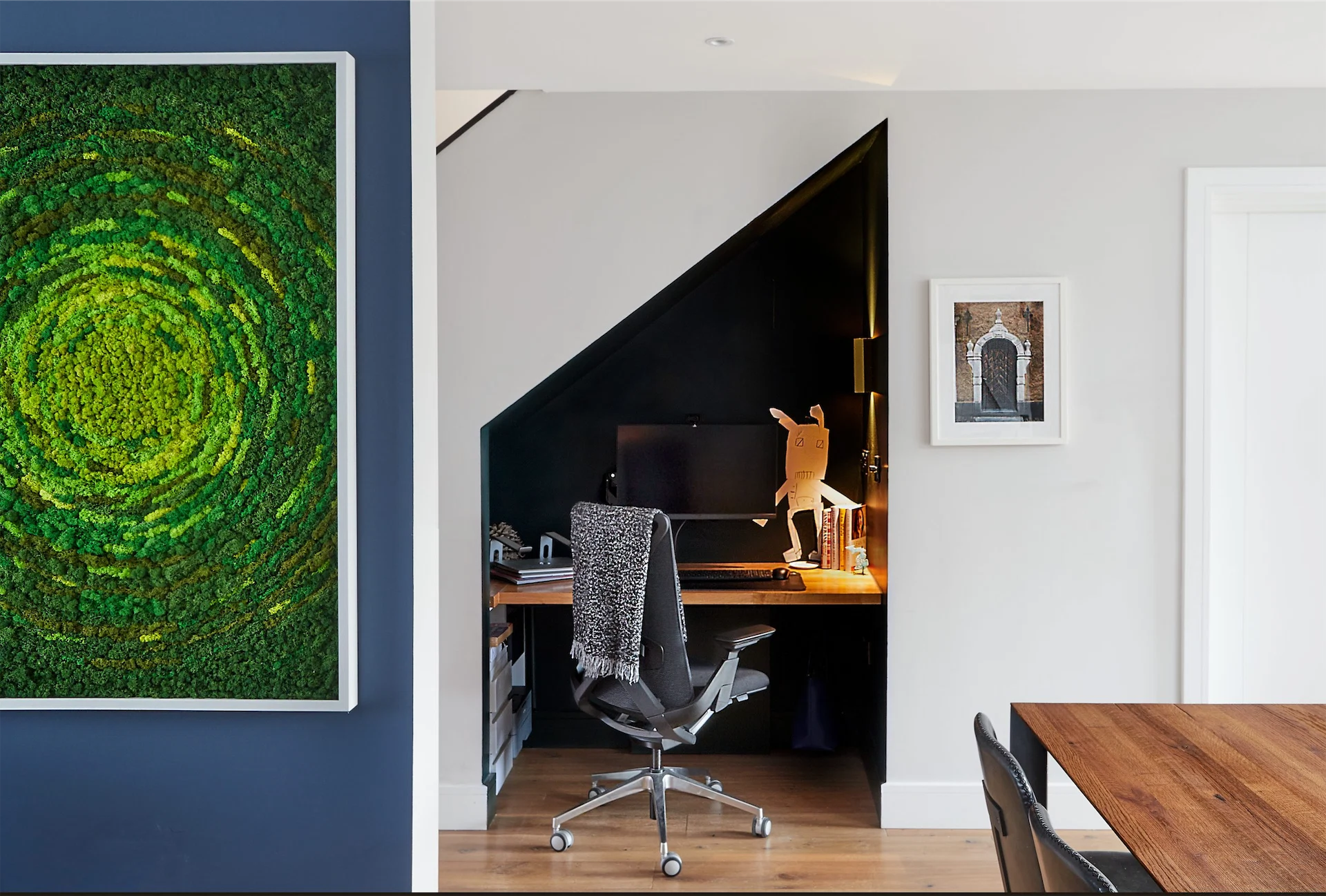 1930s semi-d project office under stairs