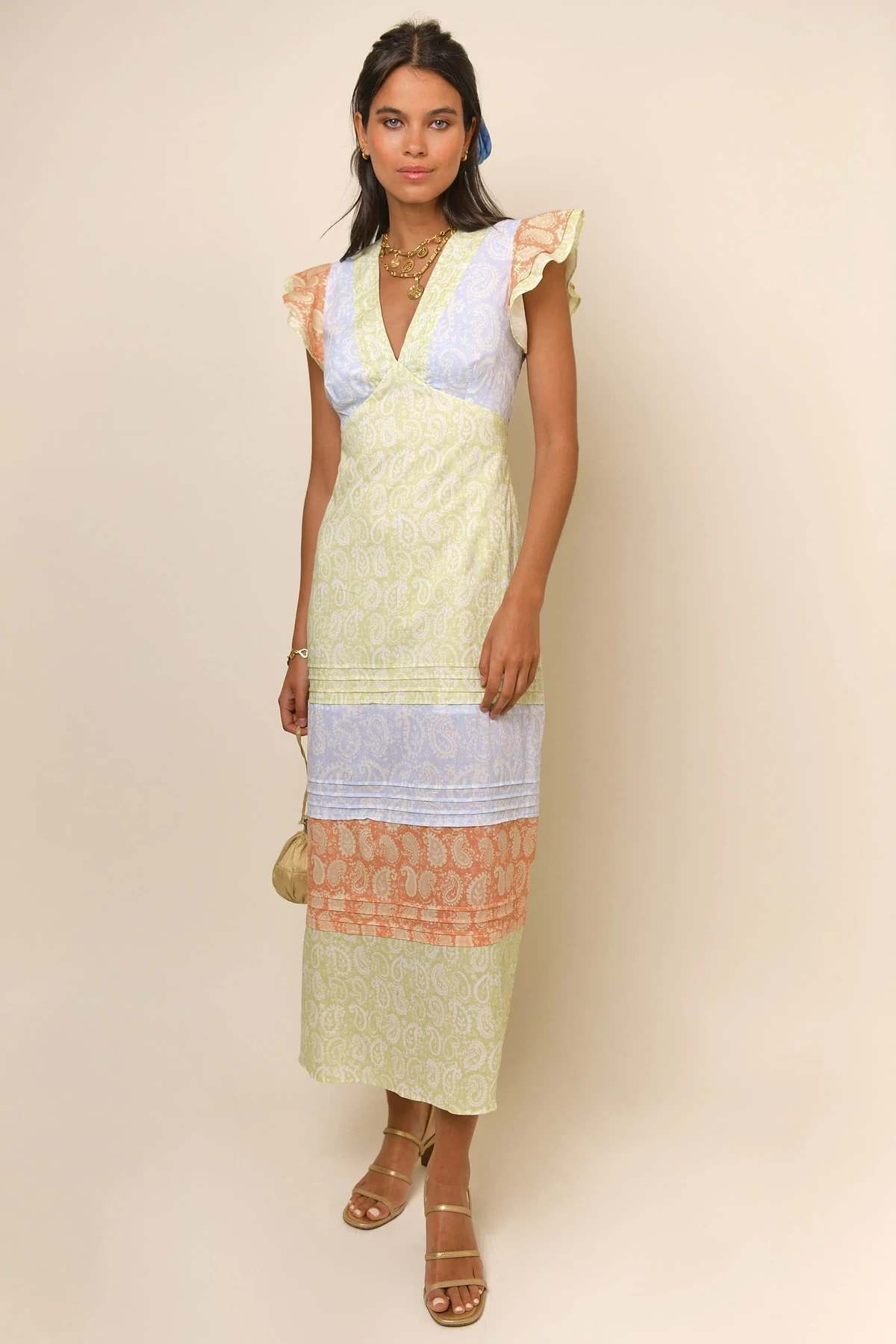 Calabria Paisley Stamp Mix Tie-Back Maxi Dress, €351, Rixo