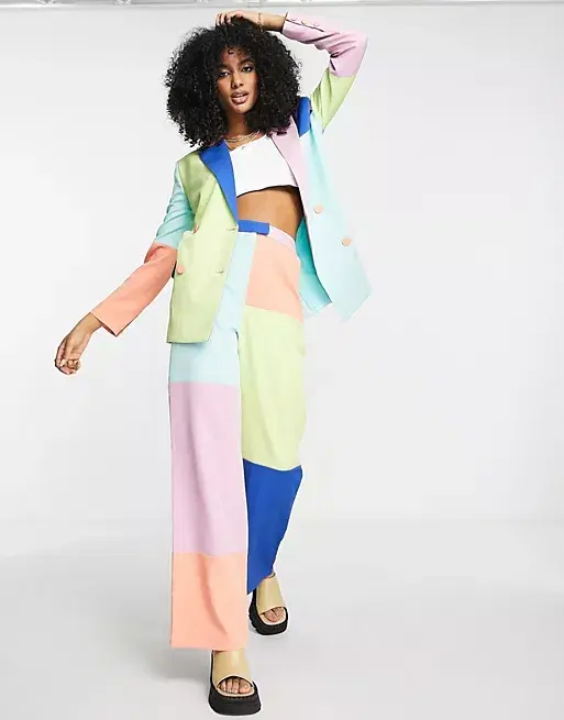 Annorlunda colour block suit trousers, €62.99, ASOS