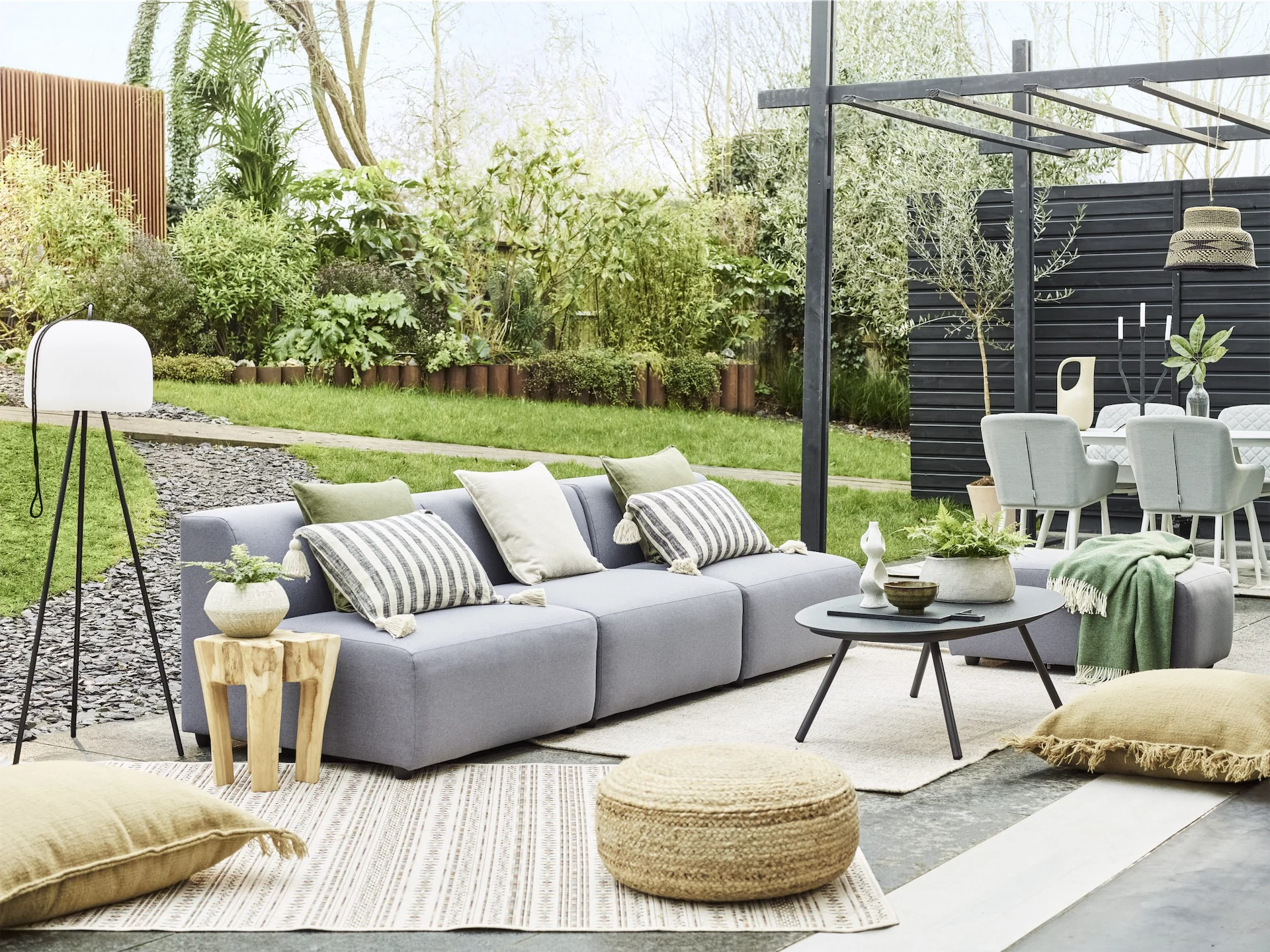 Salvia three-seater sofa  in Alfresco Plain Light Grey, €1,800, DFS