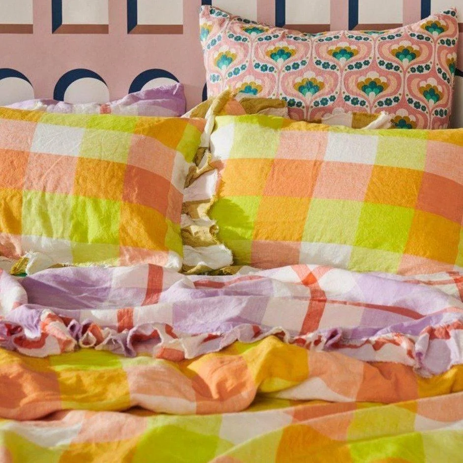 Peach Lemonade Check Duvet Cover, €201.95, Antipodream