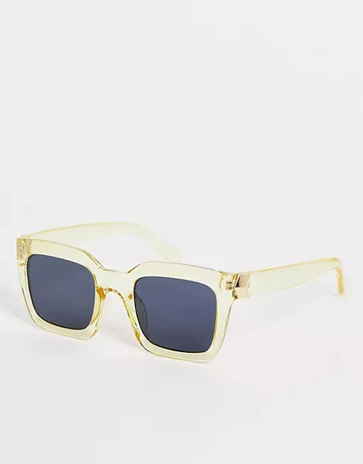 Pieces Oversized Square Sunglasses in Yellow, €16.99, ASOS