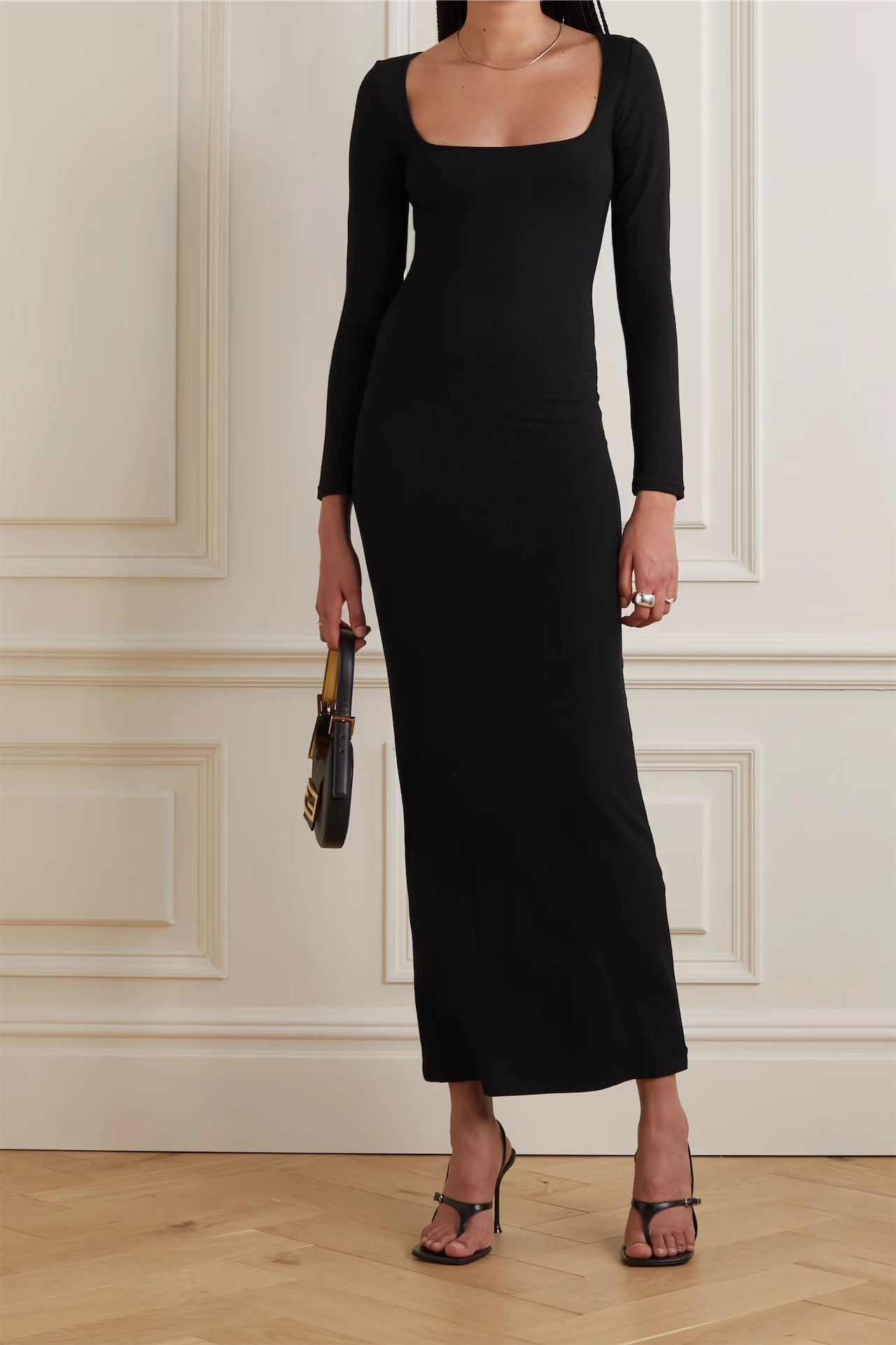 Skims Soft Lounge Ribbed Stretch-modal Maxi Dress in Onyx, €121.46, Net-a-porter