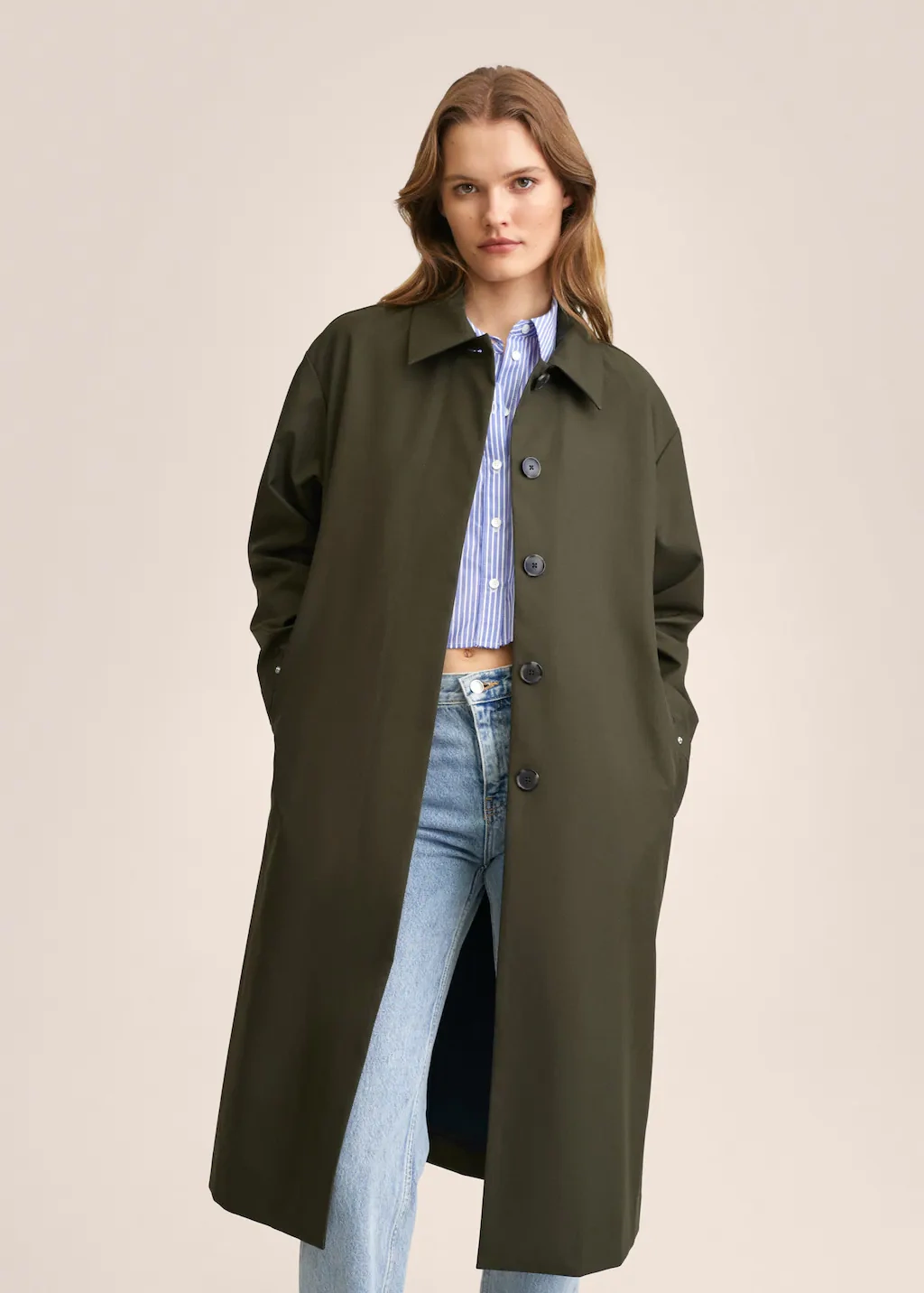 Trench Coat with Heat-sealed Buuttons, €79.99, Mango