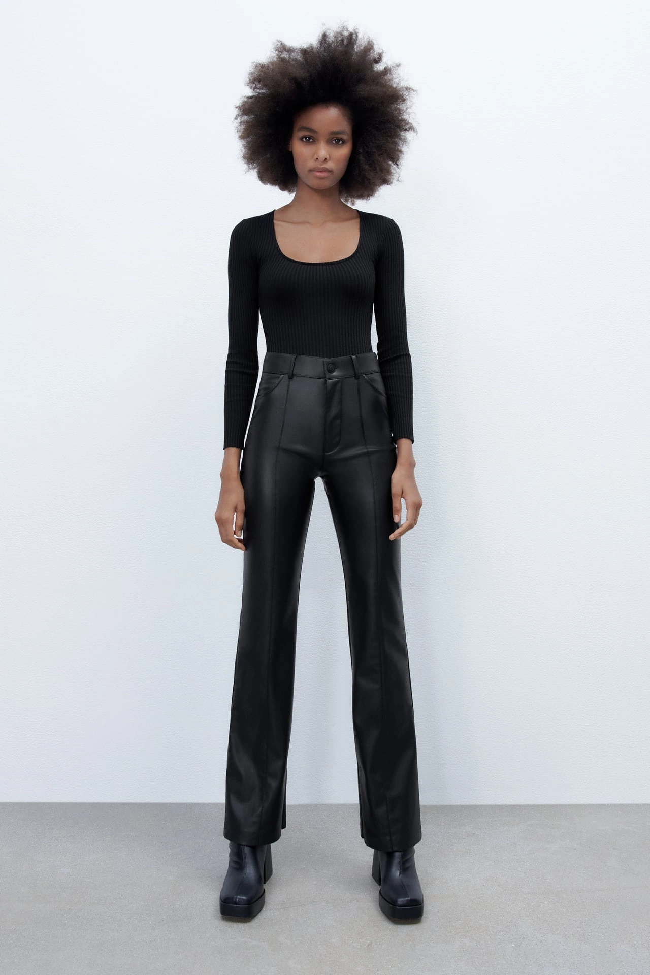 Faux Leather Flared Trousers, €25.99 , Zara