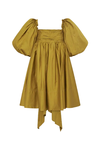 AJE Casabianca Puff Sleeve Dress Olive Green Mini Dress, rent from €82 , Rag Revolution
