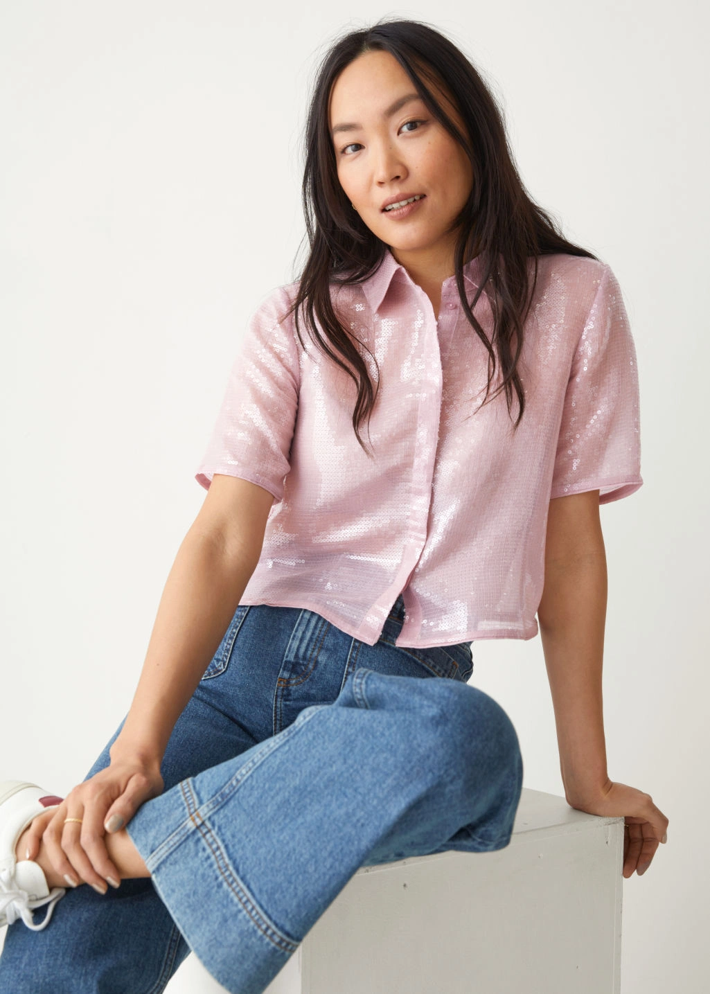 Short Sleeve Sequin Blouse, €39, &Other Stories