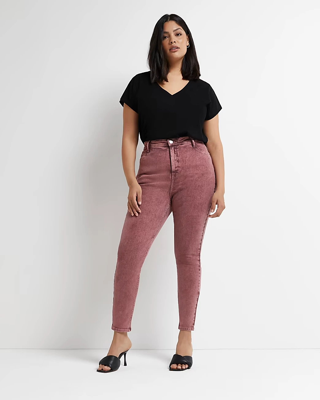 Plus Pink Acid Wash High Waisted Skinny Jeans, €38, River Island