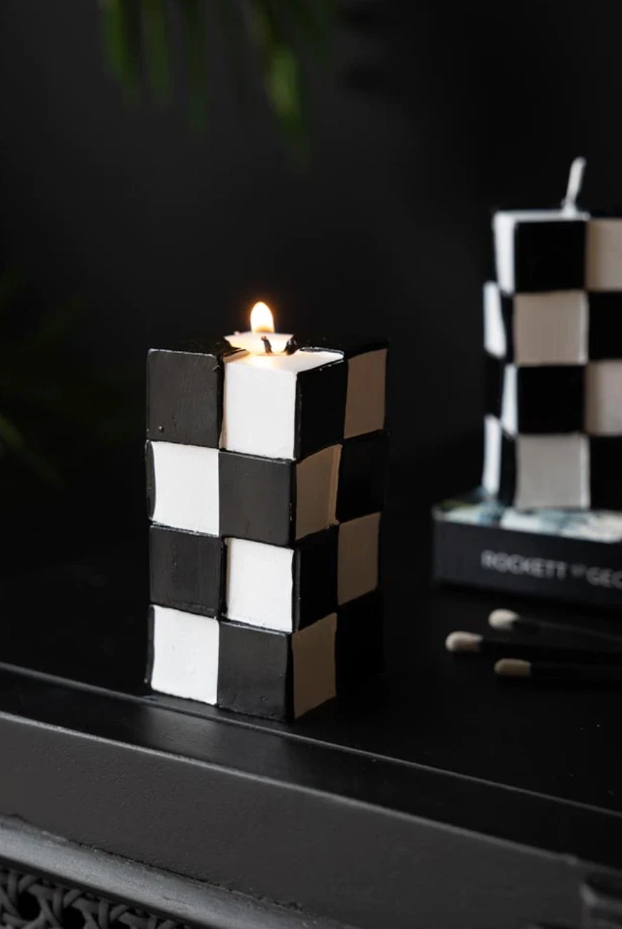 Black & White Miniature Checkered Candle, €18, Rockett St George