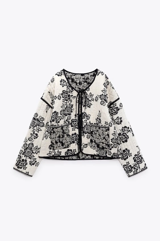 Printed Quilted Jacket, €59.95, Zara
