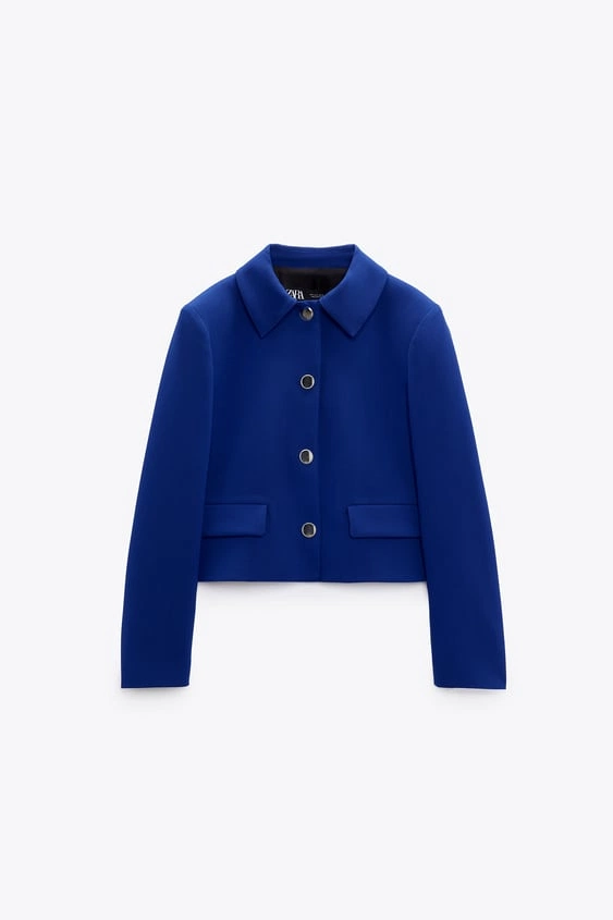 Cropped Blazer With Metal Buttons, €55.95, Zara