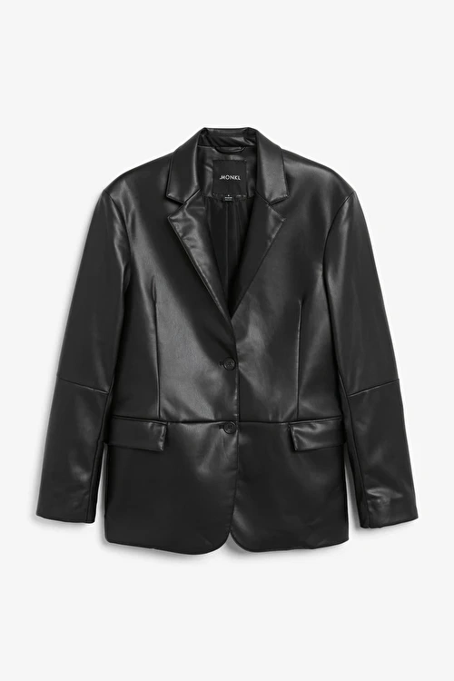 Black Faux Leather Blazer, €60, Monki
