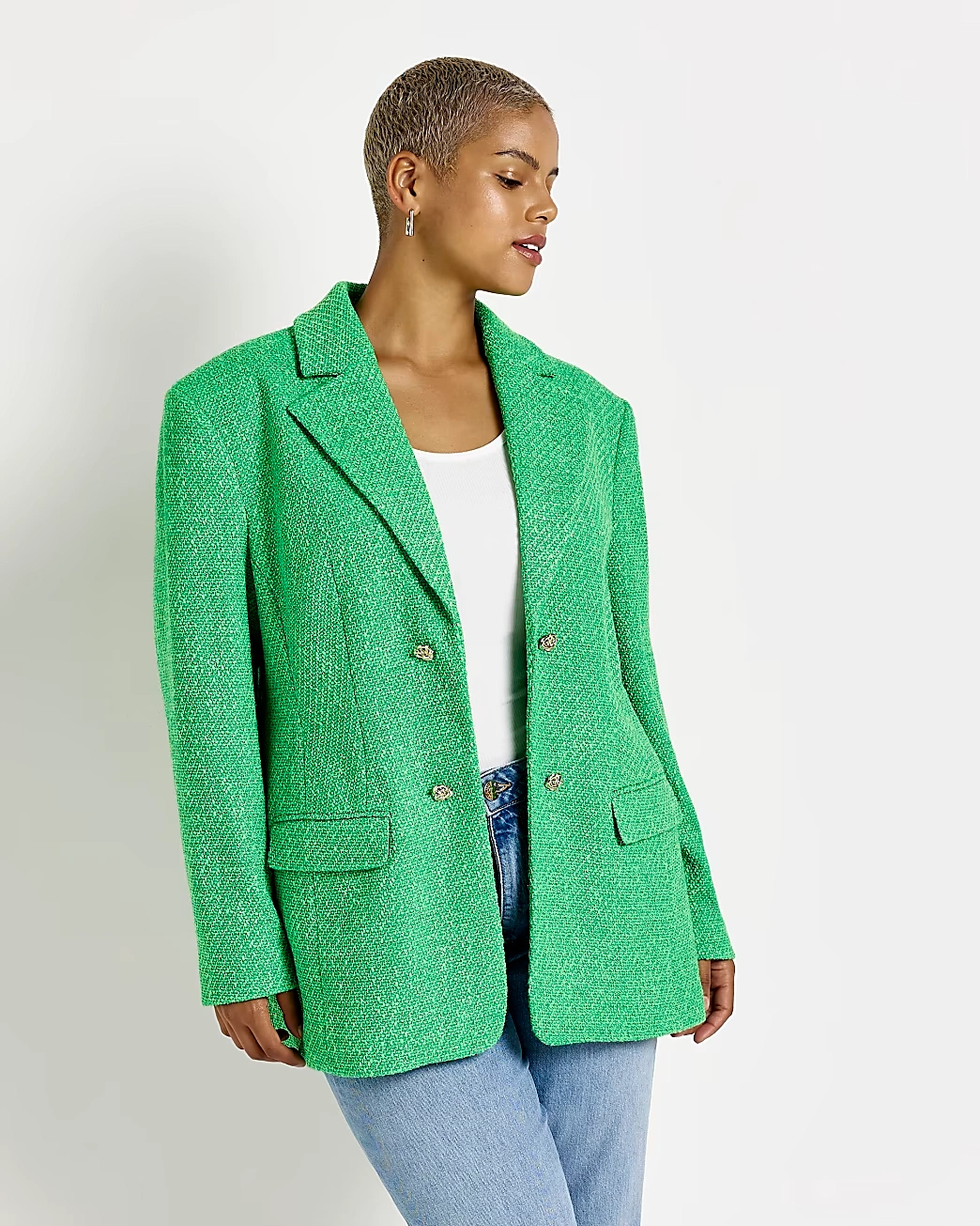Green Boucle Blazer, €100, River Island