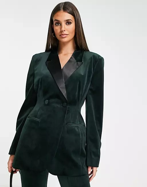 Velvet Moulded Hip Suit Blazer, €63.75, ASOS
