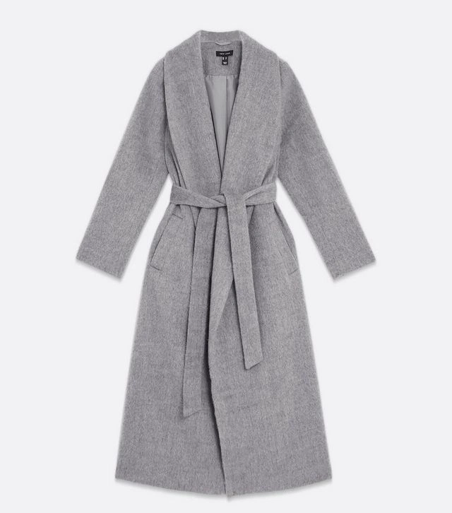 Pale Grey Brushed Belted Maxi Coat, €89.99, New Look