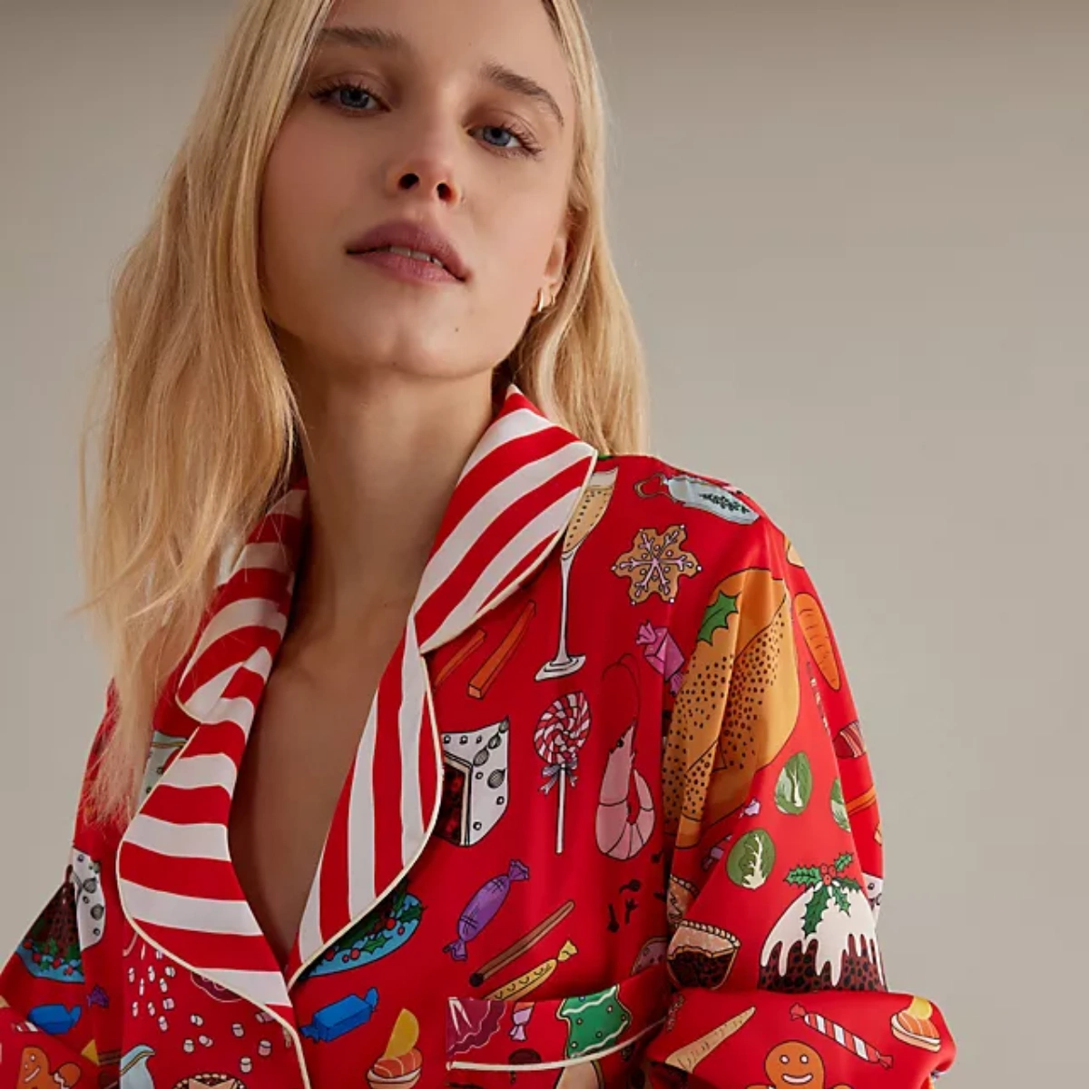 Karen Mabon Holiday Feast Long-Sleeve Christmas Pyjamas Set, €190