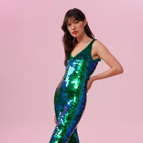 Electra Sequin Jumpsuit in Emerald, €320