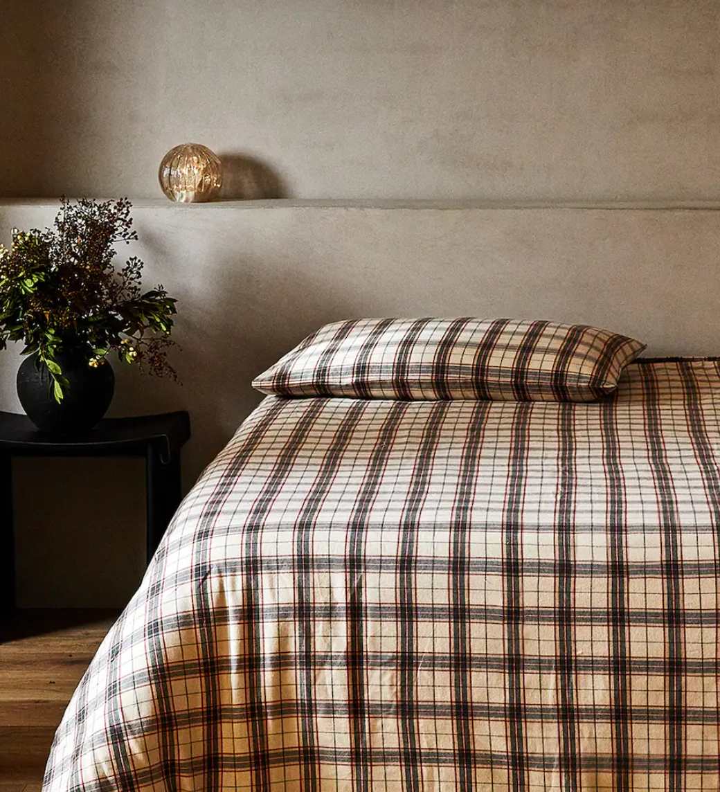 Check flannel duvet cover, from €59.99