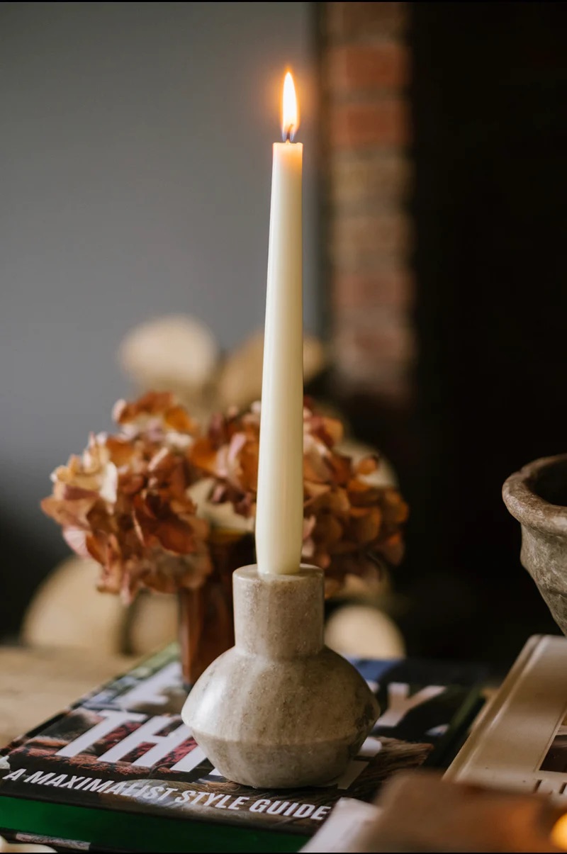 Beige marble candle holder, €32, Amber + Willow