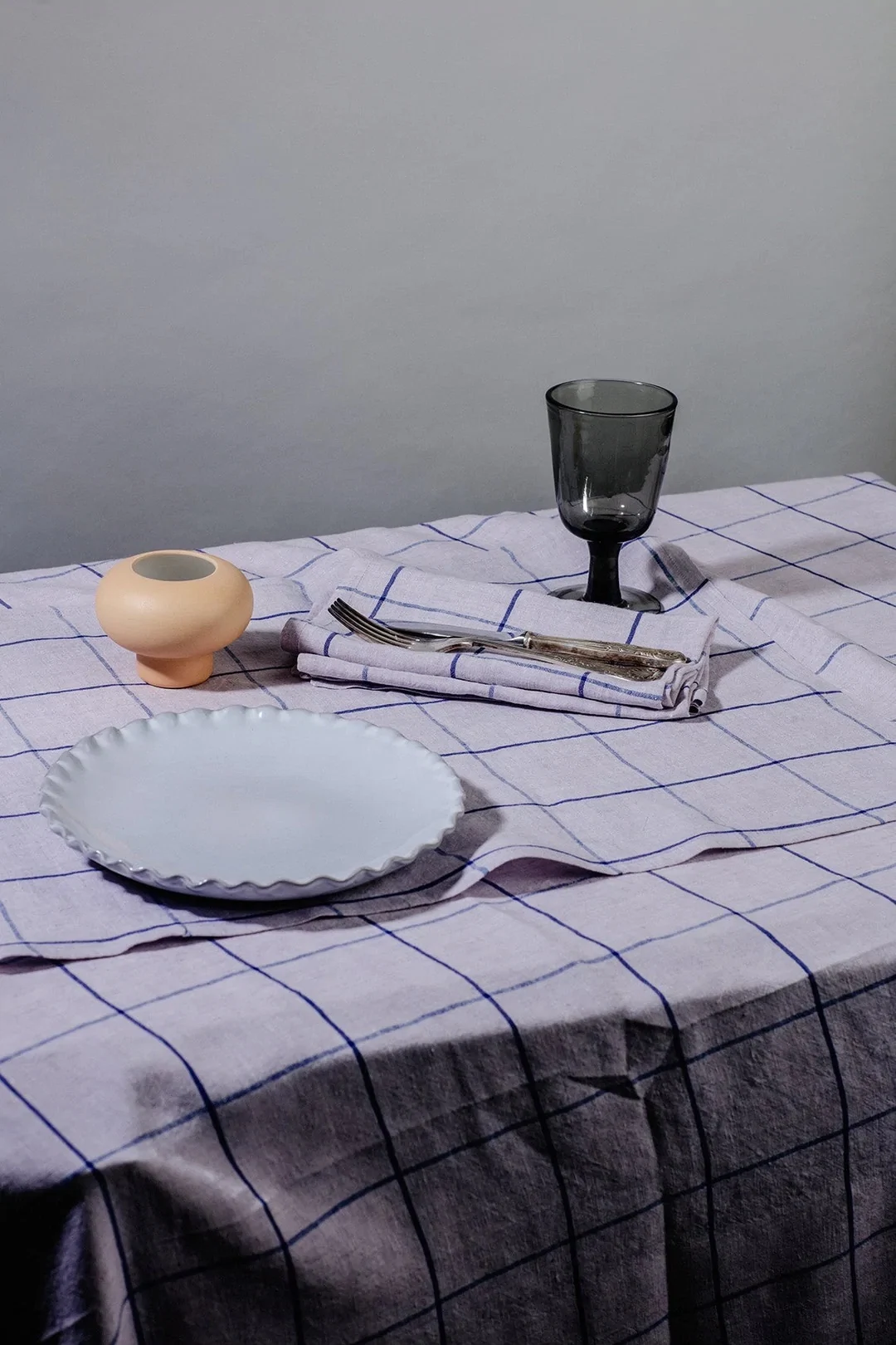 Windowpane Check Irish Linen Table Cloth, €250, Jennifer Slattery