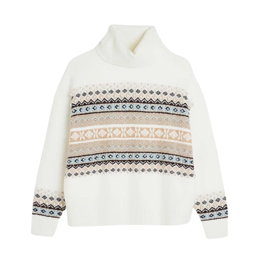 River Island Cream Print Knit Embellished Jumper, €90