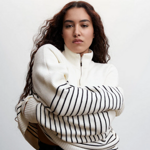 Striped Sweater With Zip, €39.99, Mango