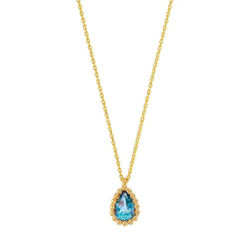 18ct Gold Pear Topaz Beaded Finish Pendant, €410
