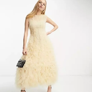 &Other Stories Tulle Volume Midi Dress in Off White, €506.99, ASOS