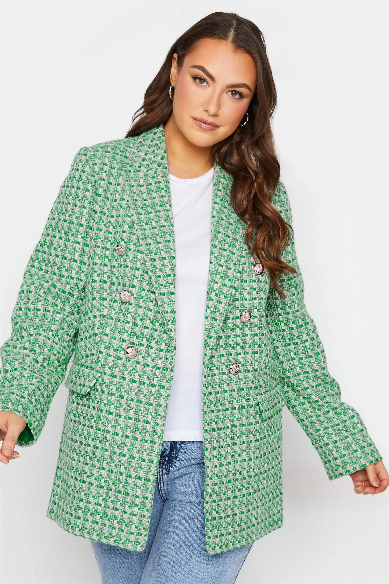 Green Check Boucle Blazer, €68, Yours Clothing
