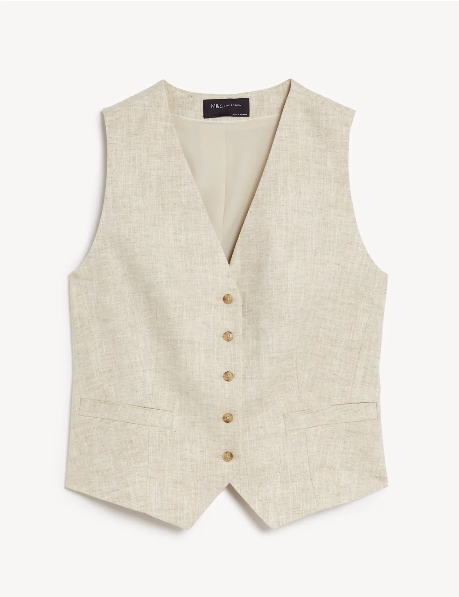 Linen Blend Tailored Waistcoat, €55