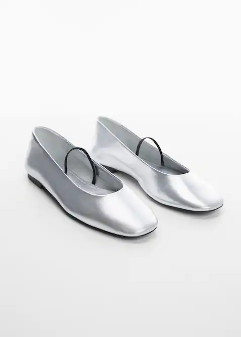 Metallic Leather Ballerinas, €68.18, Mango