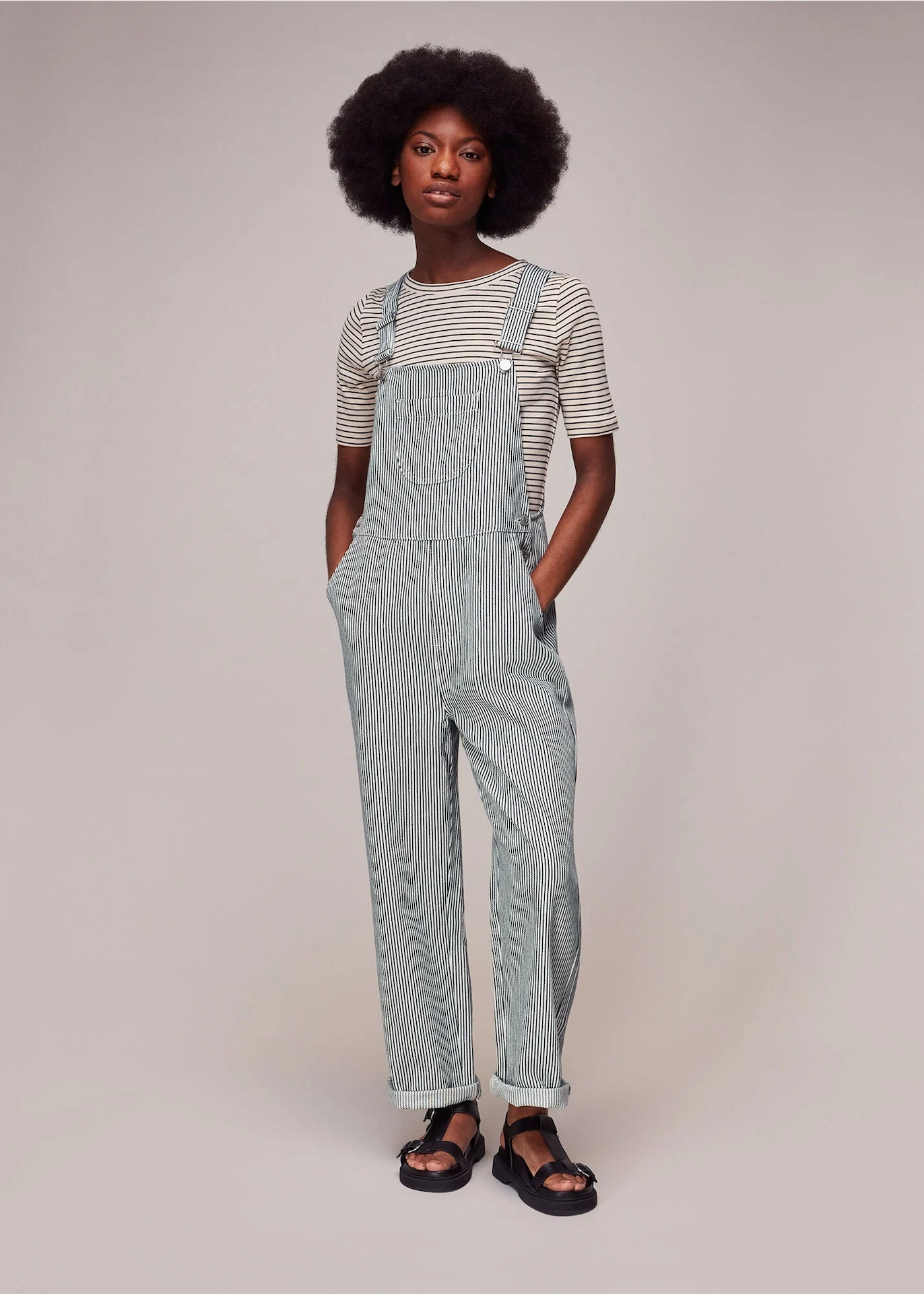 Leni Stripe Dungaree, €135.20, Whistles