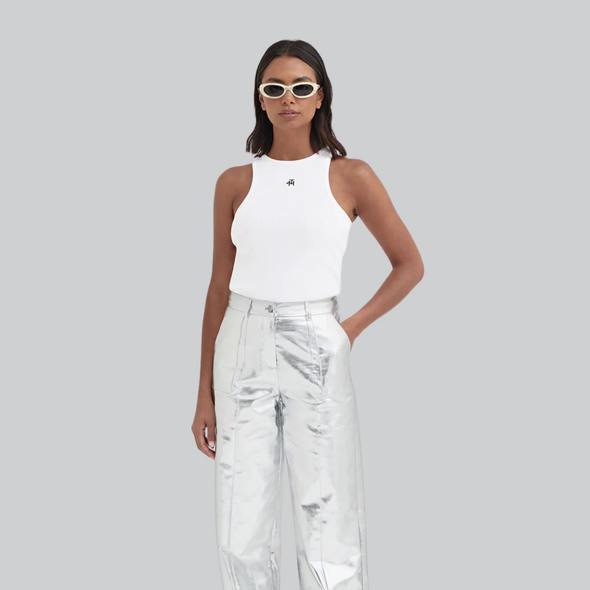 Silver Metallic Faux Leather Trouser, €59.95