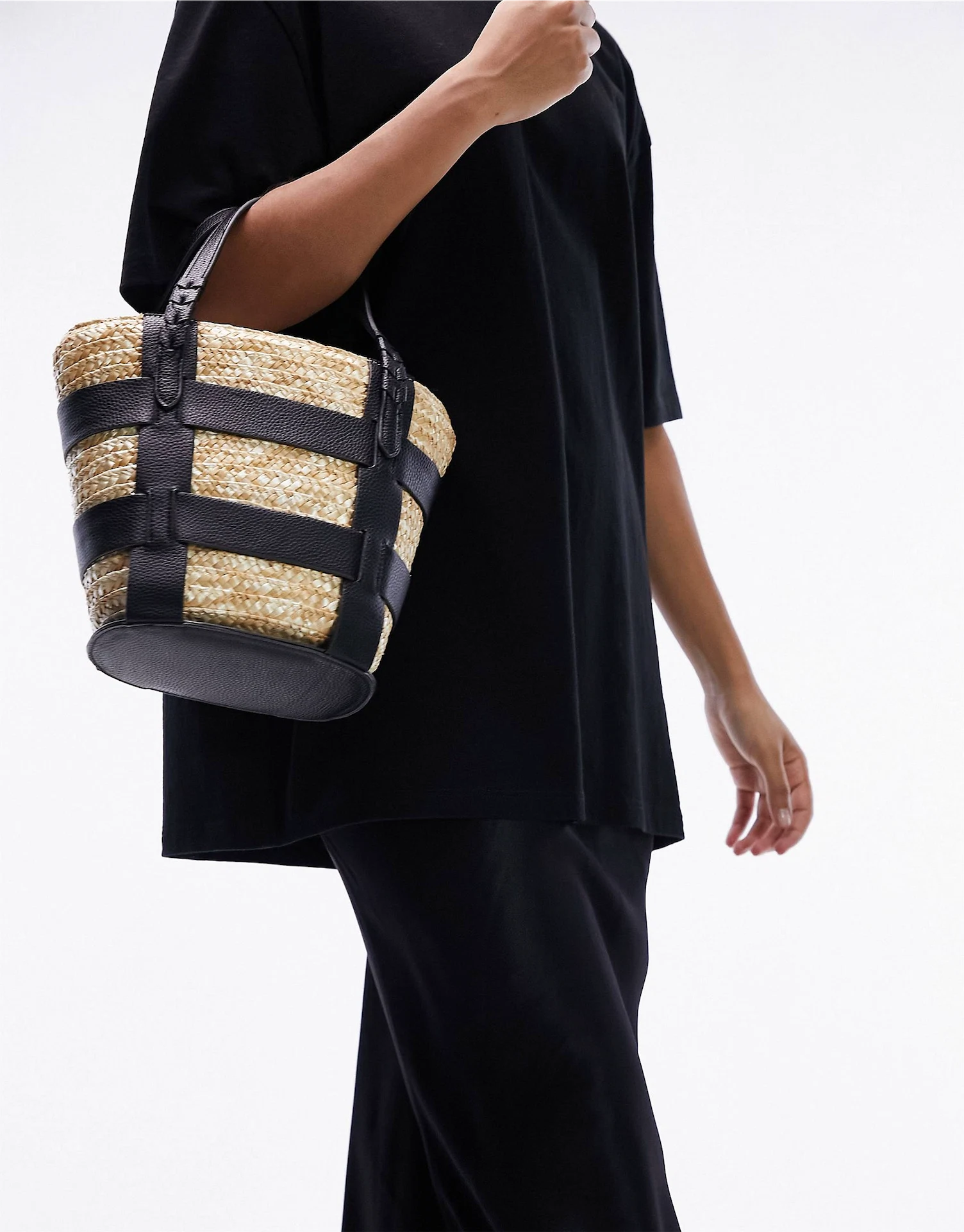 Topshop Jayda Basket Crochet Bag in Black, €40.99, ASOS