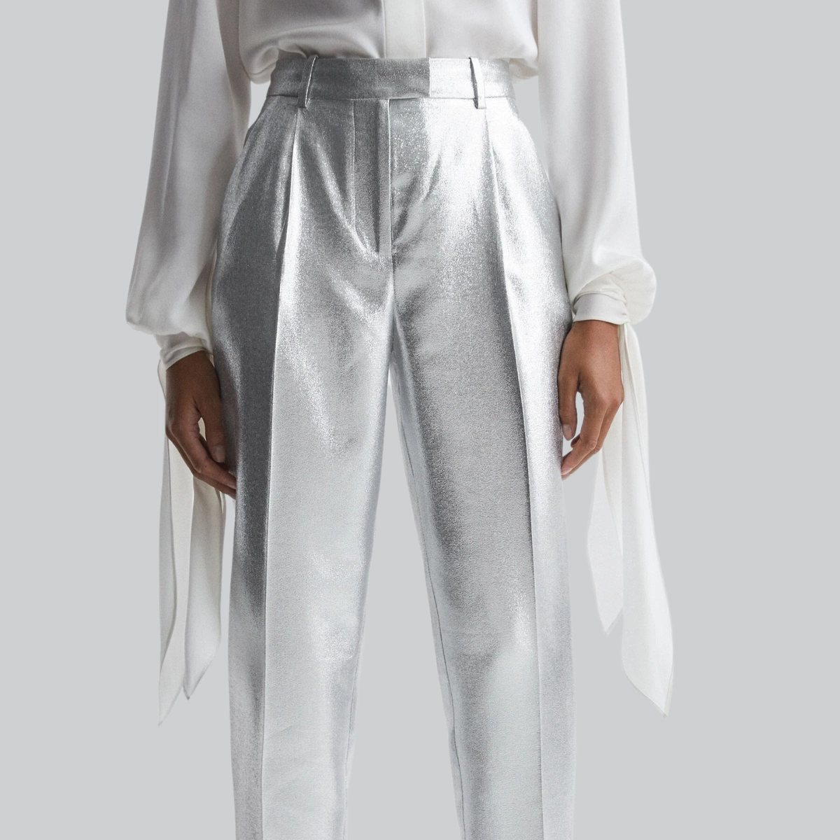 Reiss Sierra Tapered Metallic Rolled Hem Trousers, €185
