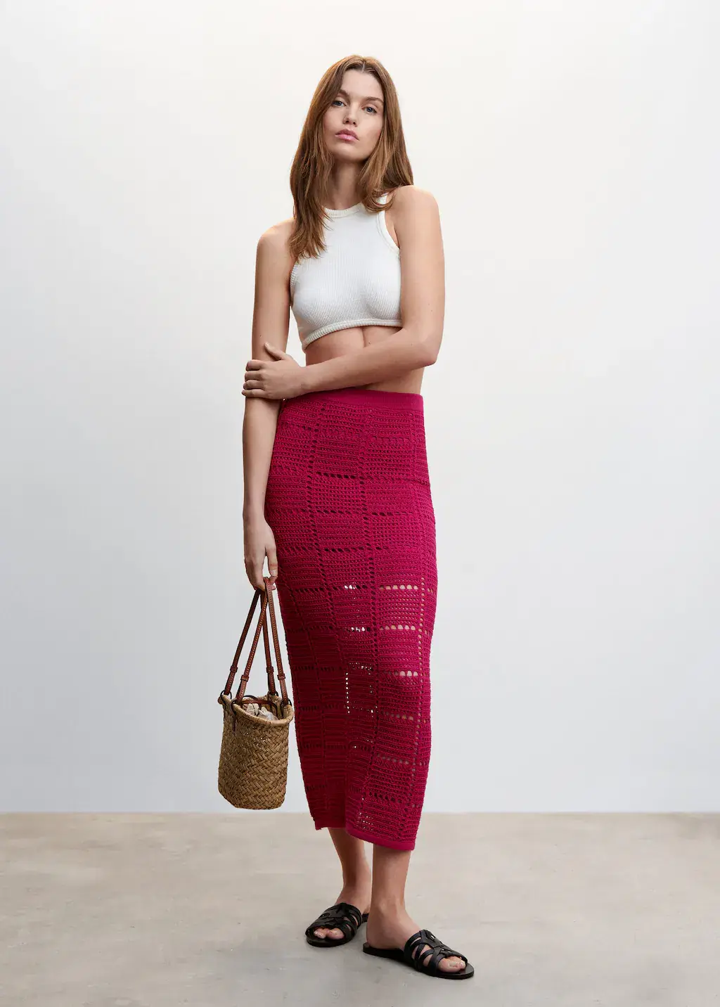 Crochet Midi Skirt, €39.99, Mango