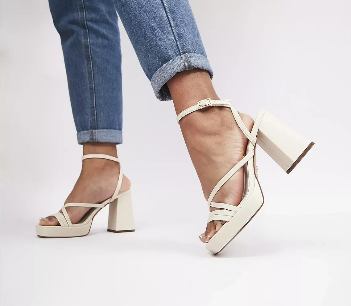 Hetty Strappy Platform Heeled Sandals White, €63, Office