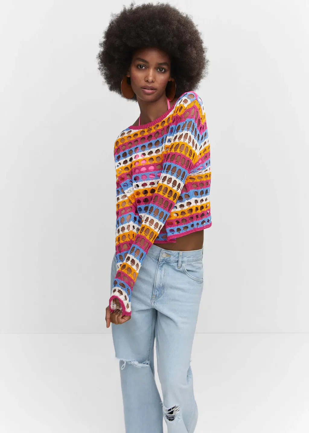 Multicoloured Crochet Jumper, €45.99, Mango