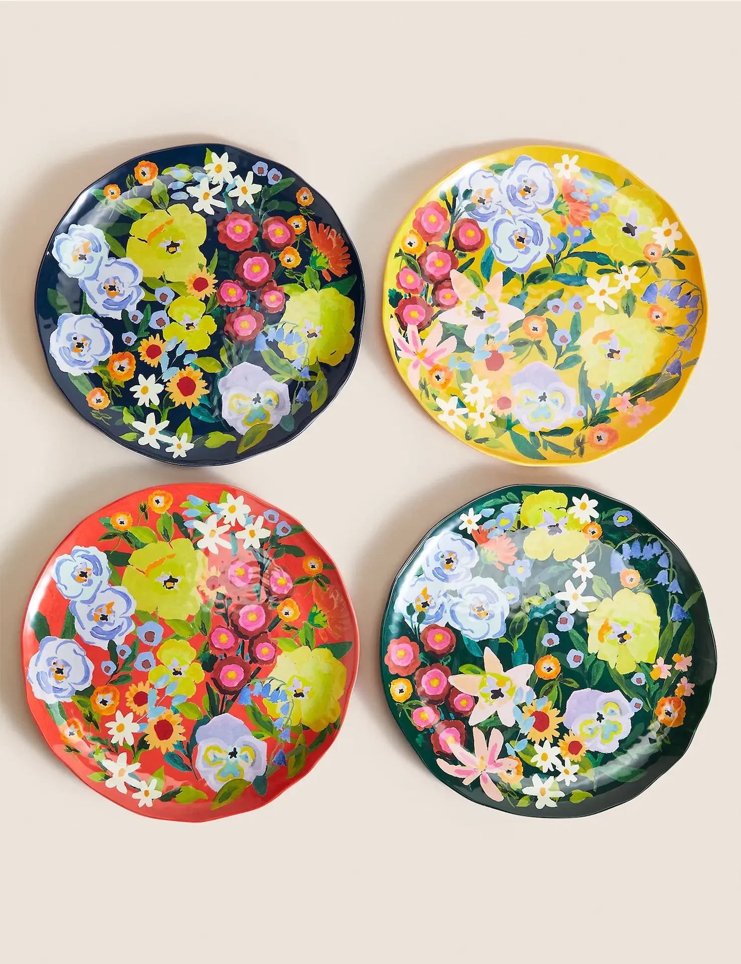 M&S, Set Of 4 Expressive Floral Picnic Dinner Plates, €19.20