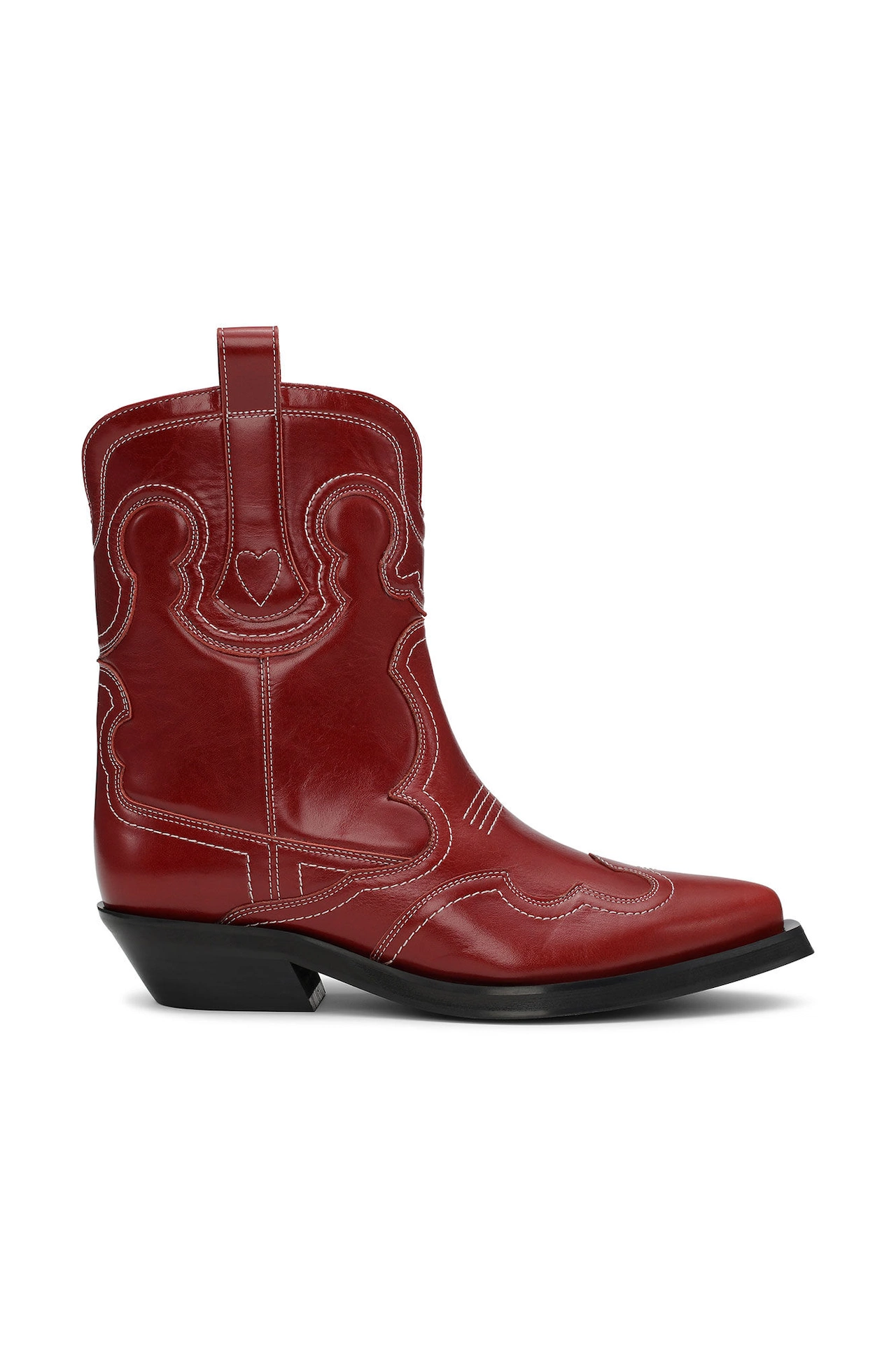 Red Low Shaft Embroidered Western Boots, €475, Ganni