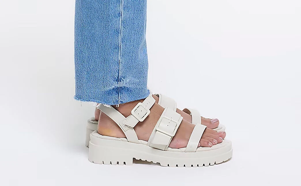 River Island, Cream Buckle Sandals, €49