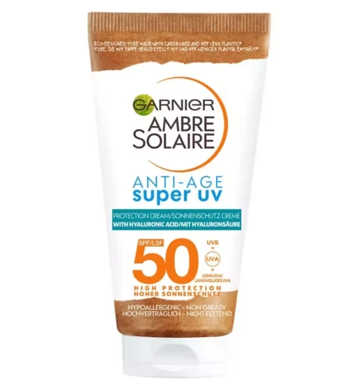 Ambre Solaire Super UV Anti-age Face Protection Cream SPF50 Tube, €13.50