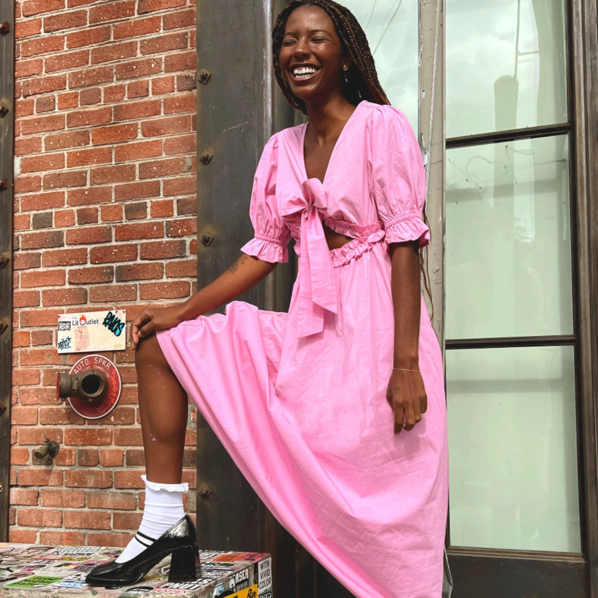 Cassie Pink Bow Midi Dress, £90